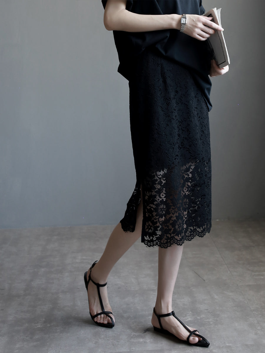 Round Neck Shirt And Fishtail Skirt Set_BDHL7635