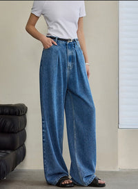 Wide Leg Draped Jeans Pants_BDHL6019