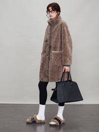 Stand Collar Thick Fur Long Jacket_BDHL6924