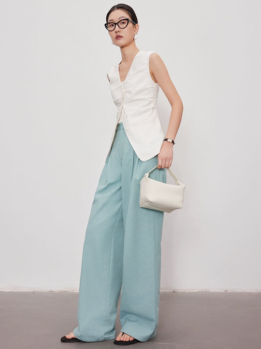 High Waist Double Gathered Wide Pants_BDHL5863 - HELROUS