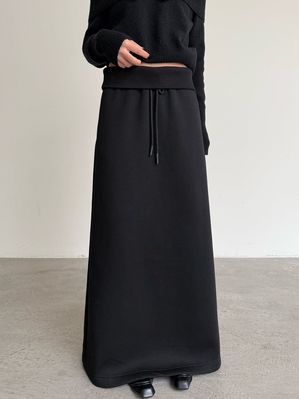 Loose Slim Drape Long Skirt_BDHL6965