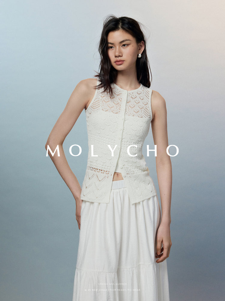 Knitted Hollow Sleeveless Tops_BDHL7433