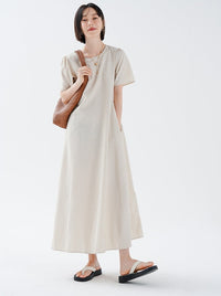 Back Bow Tie Loose Dress_BDHL6235