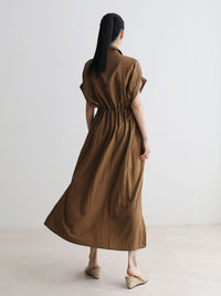 Loose-Fitting Waist Tie Slit Dress_BDHL7248