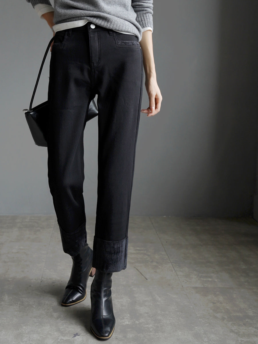 Patchwork Straight Cropped Pants_BDHL7929