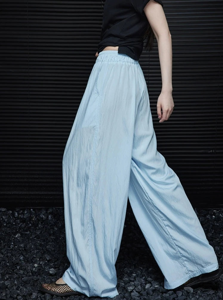 Blue Wide-Leg Drap Pants_BDHL6030