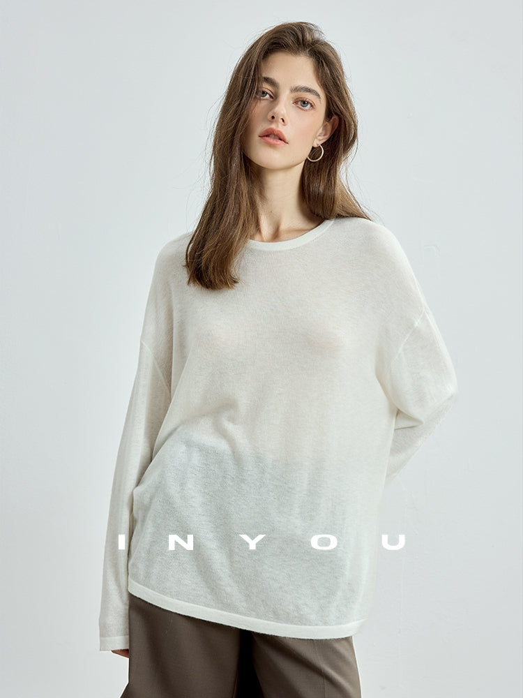 Round-Neck Loose-Fit Knit Tops_BDHL7752