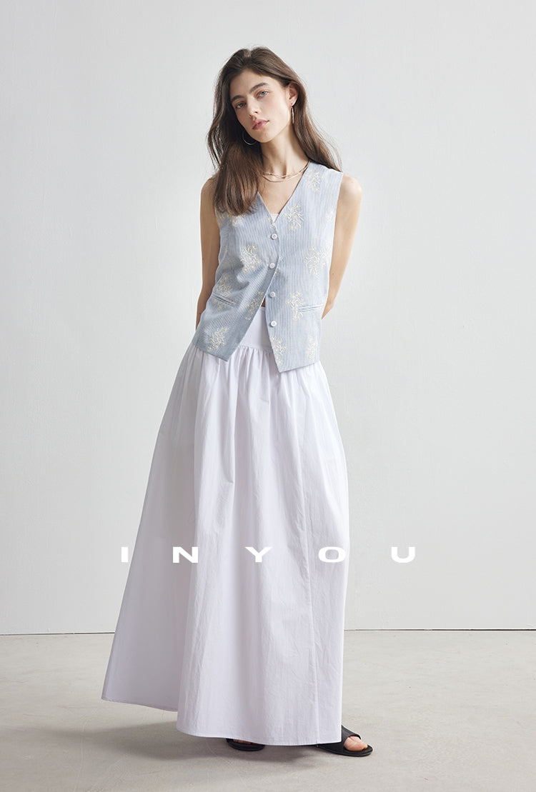 Embroidered V-Neck Vest_BDHL7106