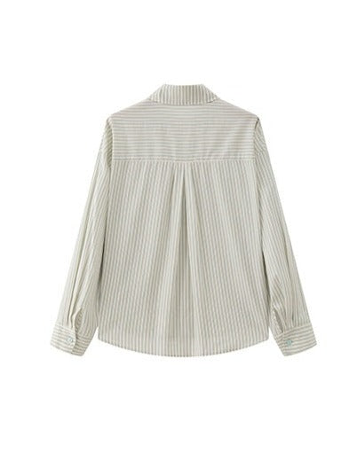 Loose Long Sleeved Striped Blouse_BDHL6010