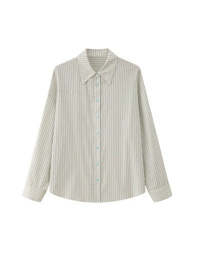 Loose Long Sleeved Striped Blouse_BDHL6010