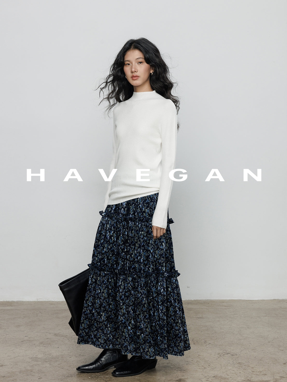 Retro Floral Print A-Line Skirt_BDHL7897