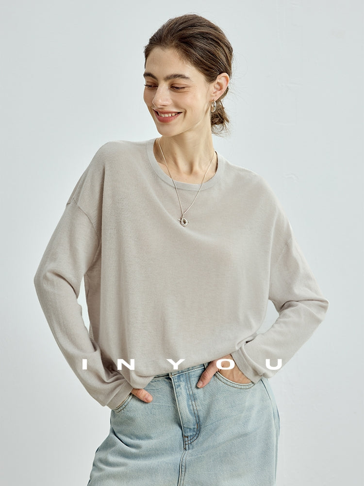 Round-Neck Loose-Fit Knit Tops_BDHL7752