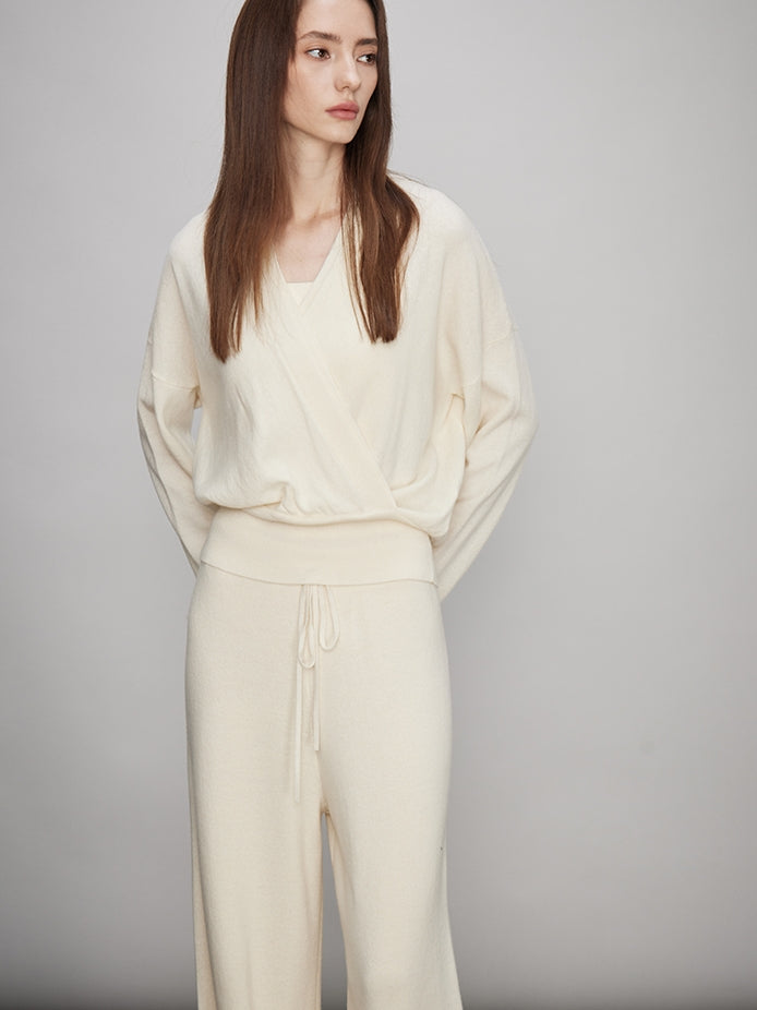 V-Neck Knit Tops Or Elasticated Waist Pants_BDHL7990