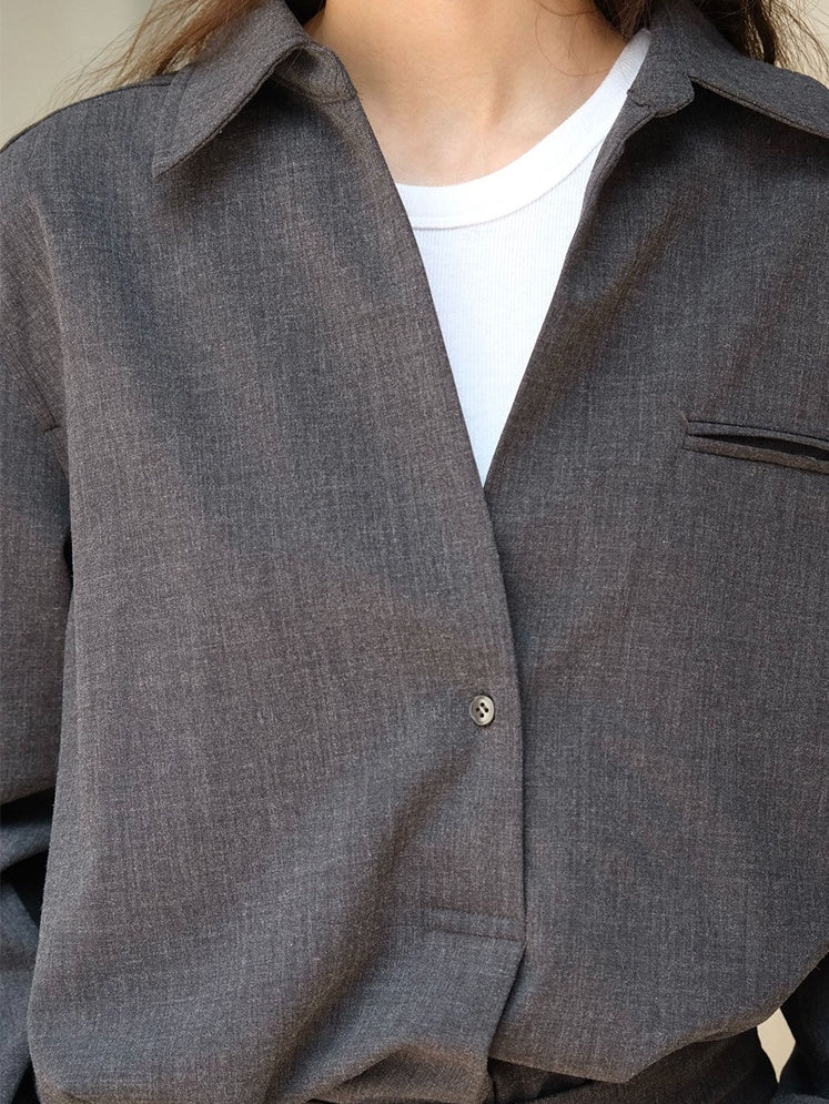 Simple Lapel Pullover Shirt_BDHL6522