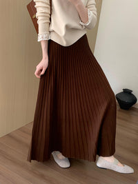 High Waist Slim Pleated Skirt_BDHL7055