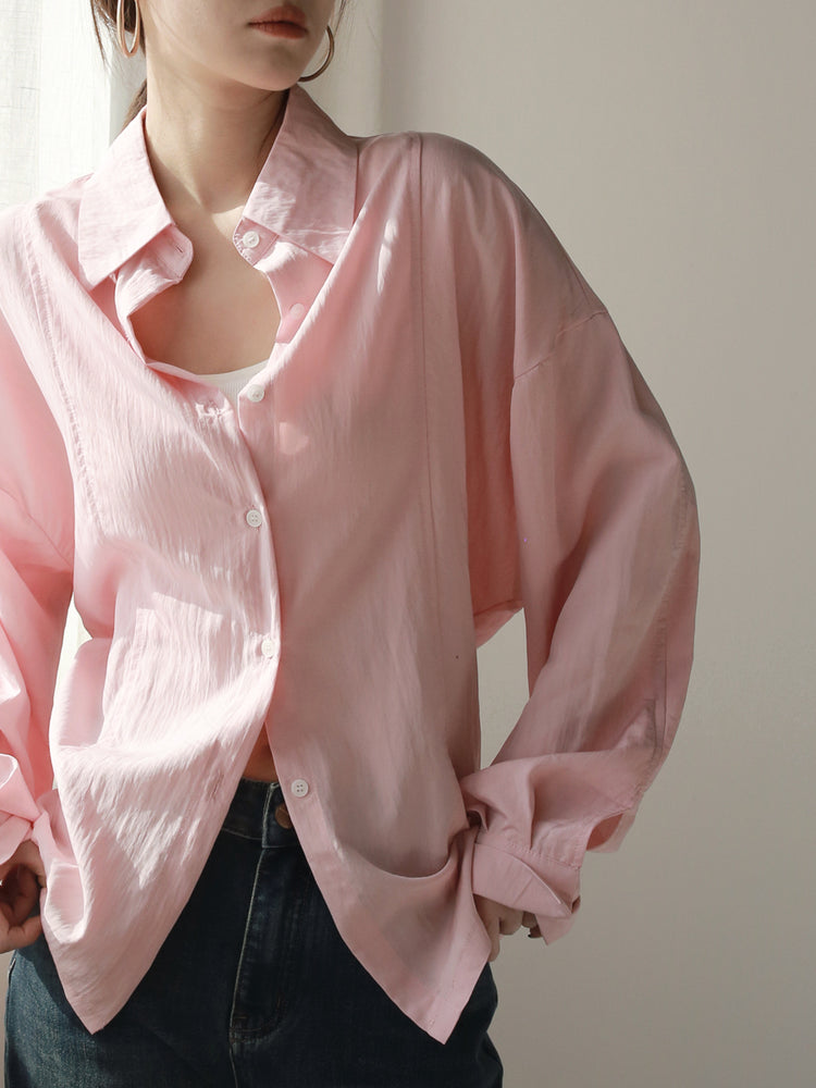 Back Button Drape Shirt_BDHL7020