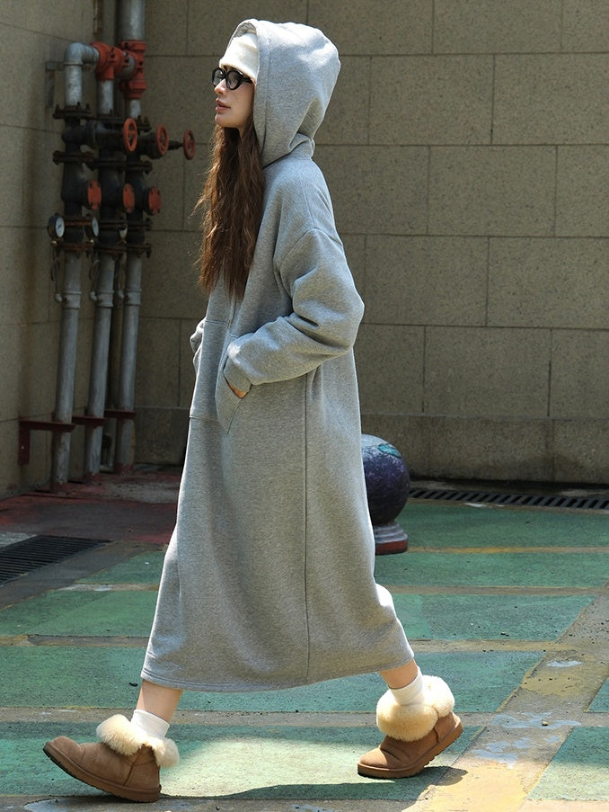 Hooded Sweatshirt Long Dress_BDHL6528