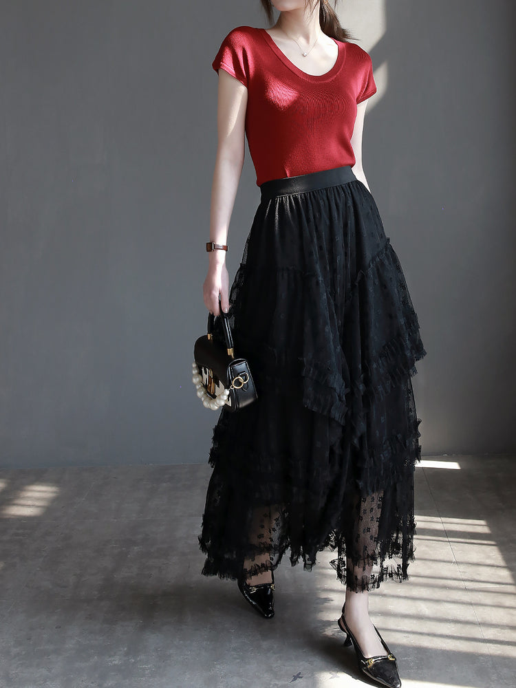 Sweet Long Gauze Skirt_BDHL7269