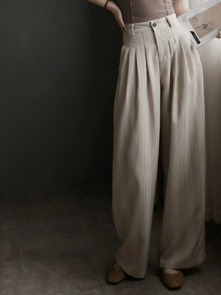 Three-Dimensional Striped Drape Wide-leg Pants_BDHL7286
