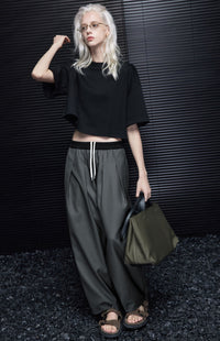 String Bicolor Wide Leg Pants_BDHL6972