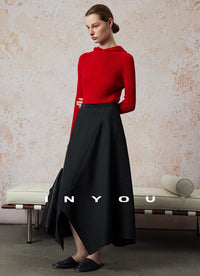 Relaxed Irregular Long Skirt_BDHL6666