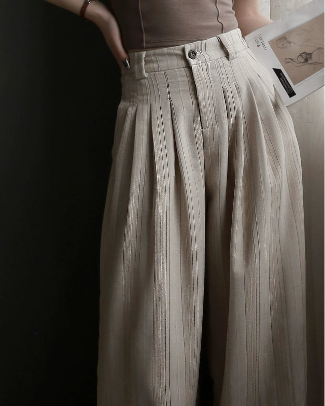 Three-Dimensional Striped Drape Wide-leg Pants_BDHL7286