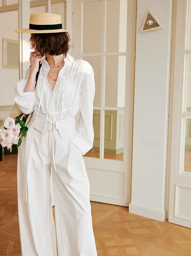 Relaxed Drawstring White Shirt_BDHL6011