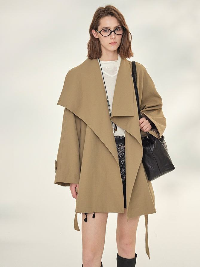 Tide Drawstring Short Trench Coat_BDHL7735