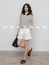 Polo Collar Border Tops_BDHL7232