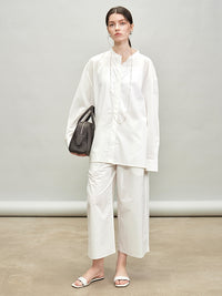 Back Drawstring Pleated Tops_BDHL7335