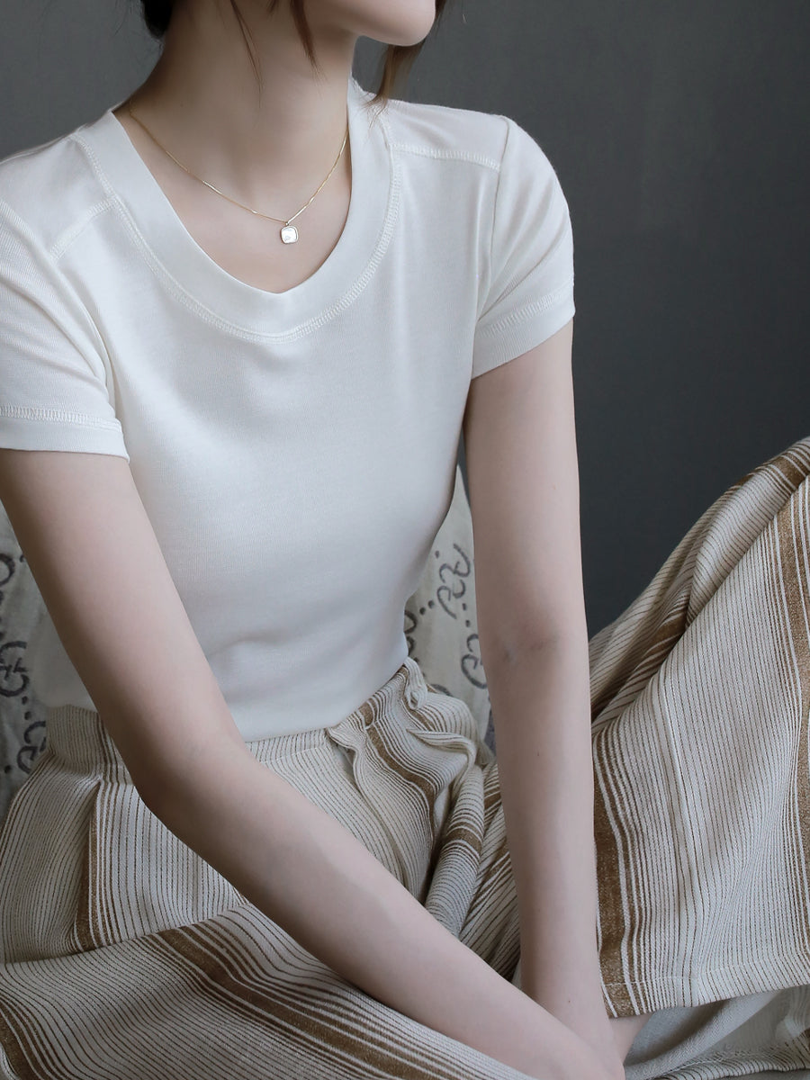 3D Split Round Neck T-Shirt_BDHL7575