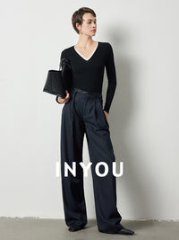 Straight Wide Pleated Pants_BDHL6389