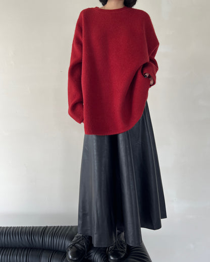 Versatile mid-length PU-leather skirt_BDHL5311