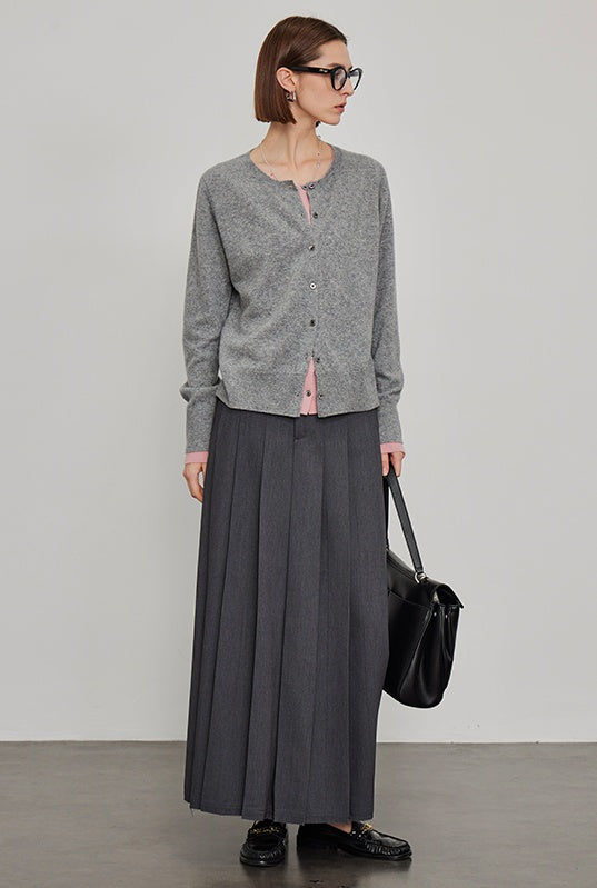 Pressed Pleated Long Skirt_BDHL6444