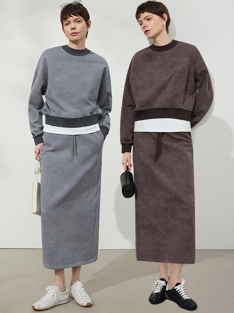 Colour Block Sweatshirt Tops Or Skirt_BDHL8144