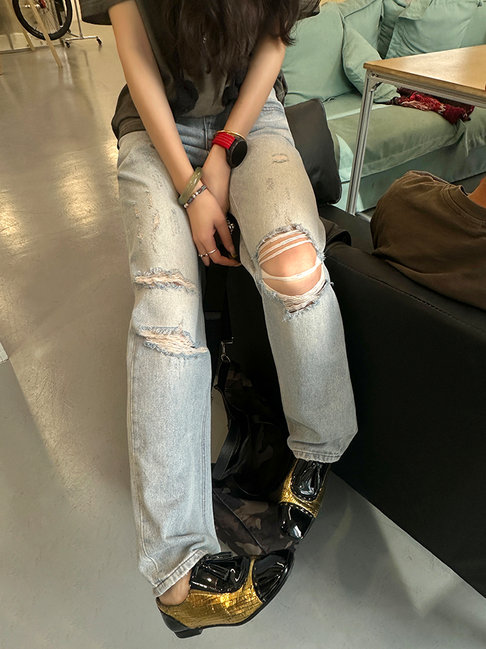 Damaged Slim Denim Pants_BDHL7273