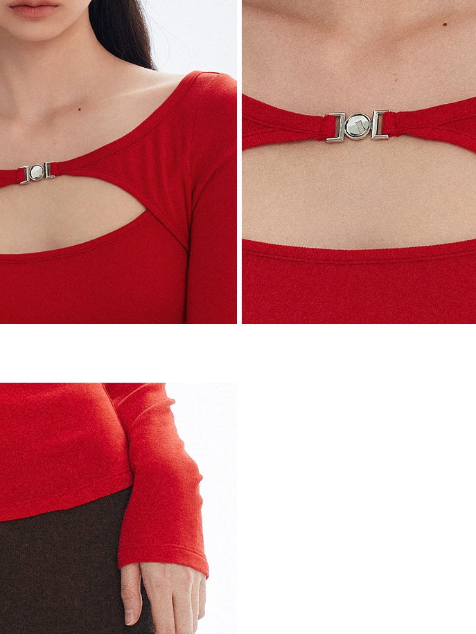 吊帶領鏤空修身上衣_BDHL8147