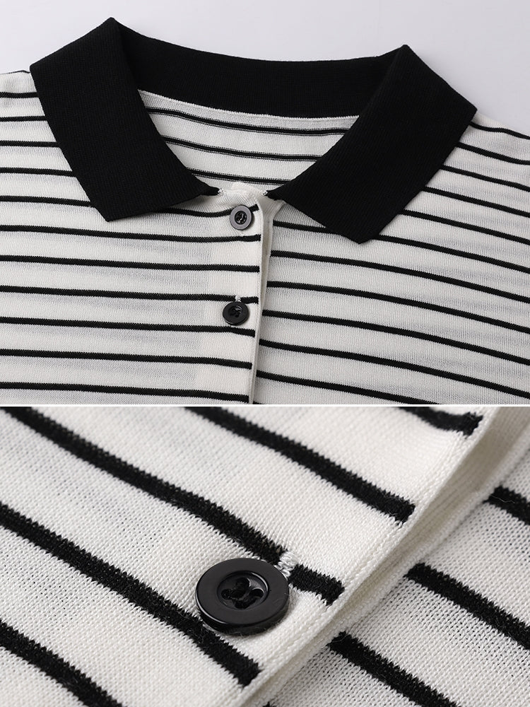 Polo Collar Border Tops_BDHL7232
