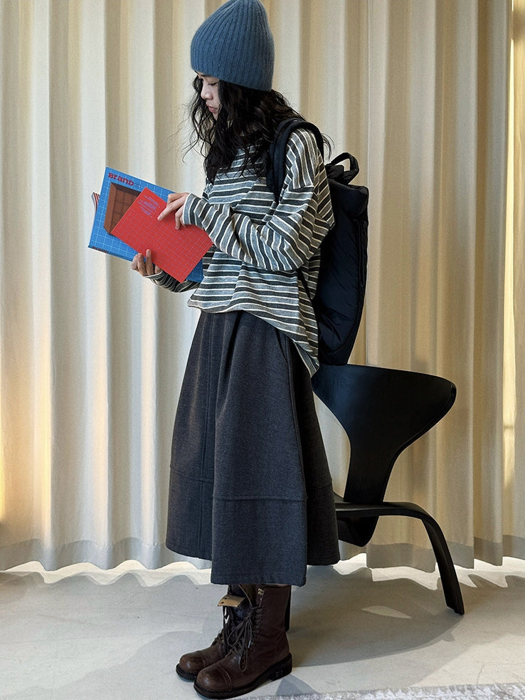 Patchwork A-Line Midi Skirt_BDHL8153