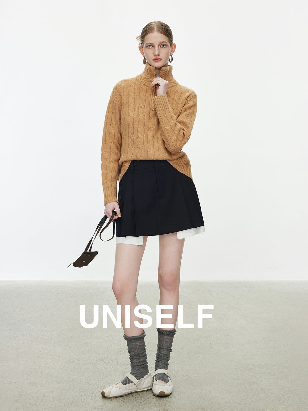 Zipper Large Lapel Knit Tops_BDHL7721