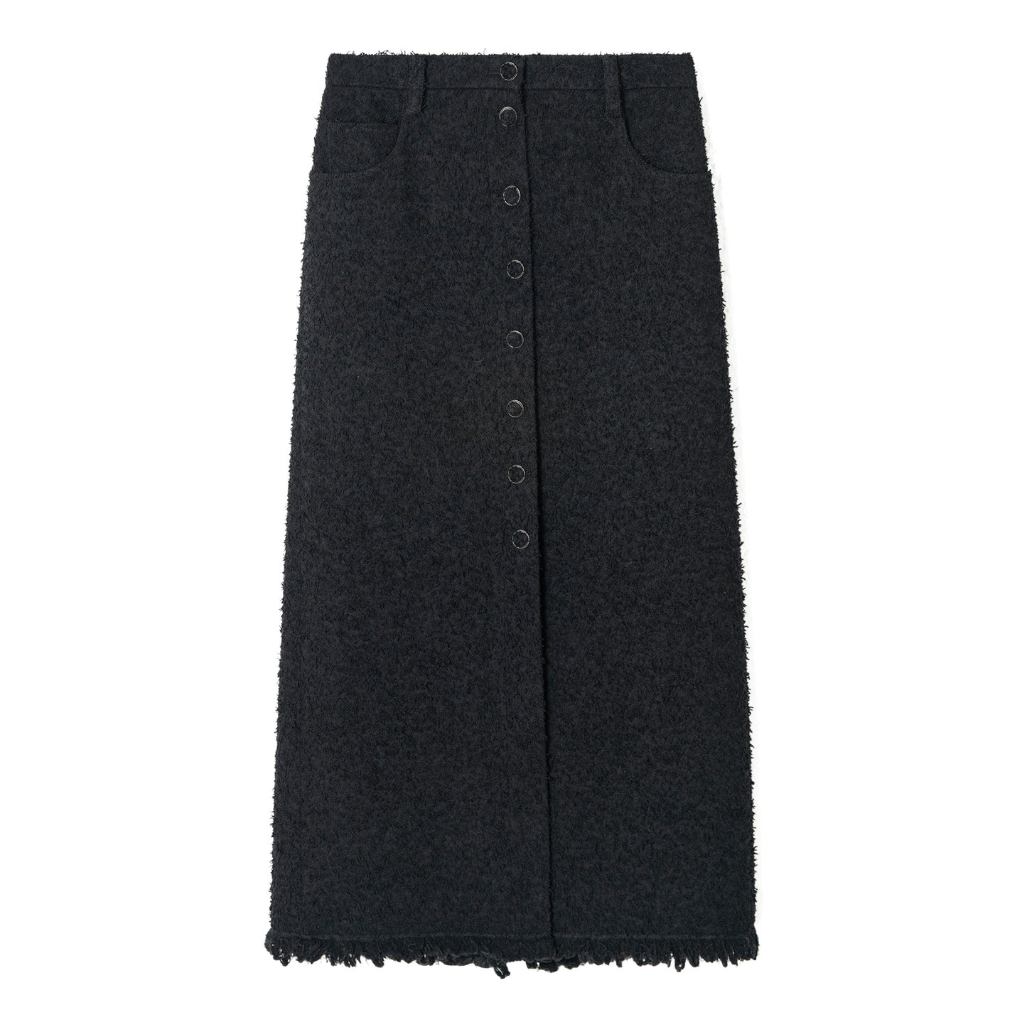Back slit fringe long skirt_BDHL5669