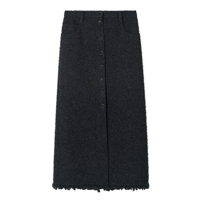 Back slit fringe long skirt_BDHL5669