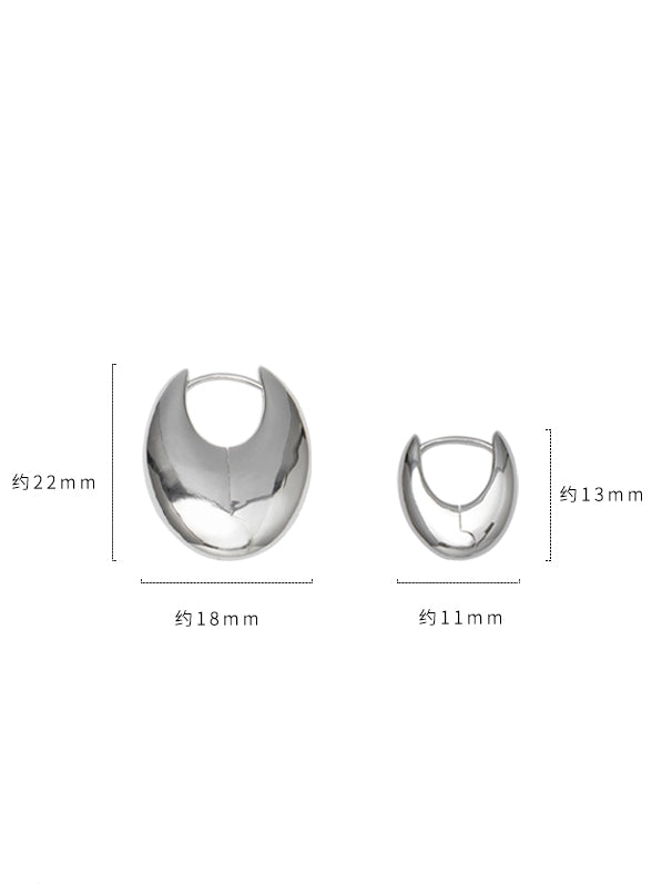 Round Silver Pierced Earrings_BDHL7463