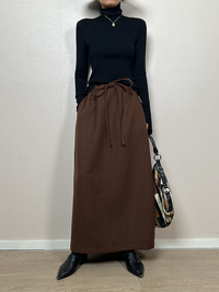 Thick Draped Slim Long Skirt_BDHL6914