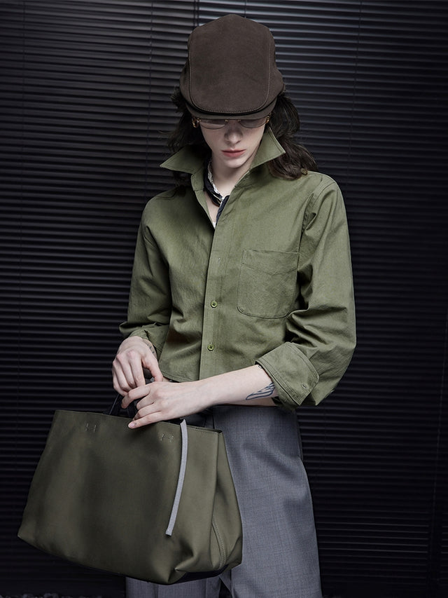 Green Lapel Shirt Short Jacket_BDHL7034