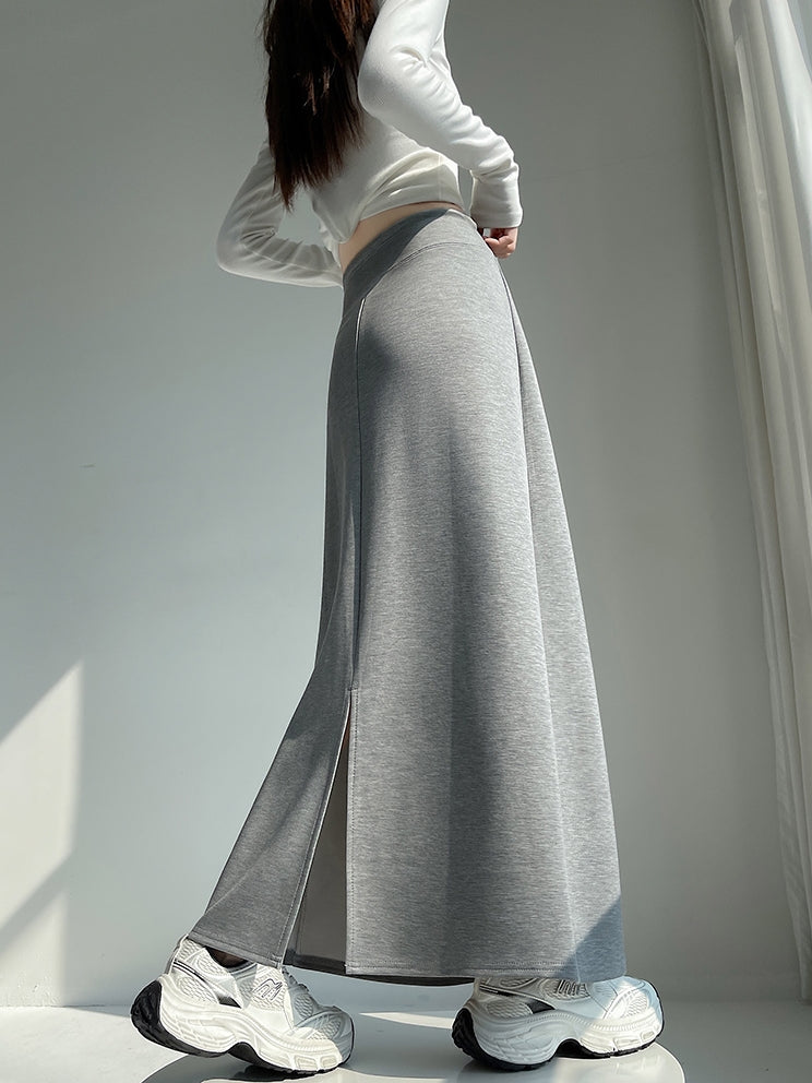 High-Waisted Slit Straight Skirt_BDHL7823
