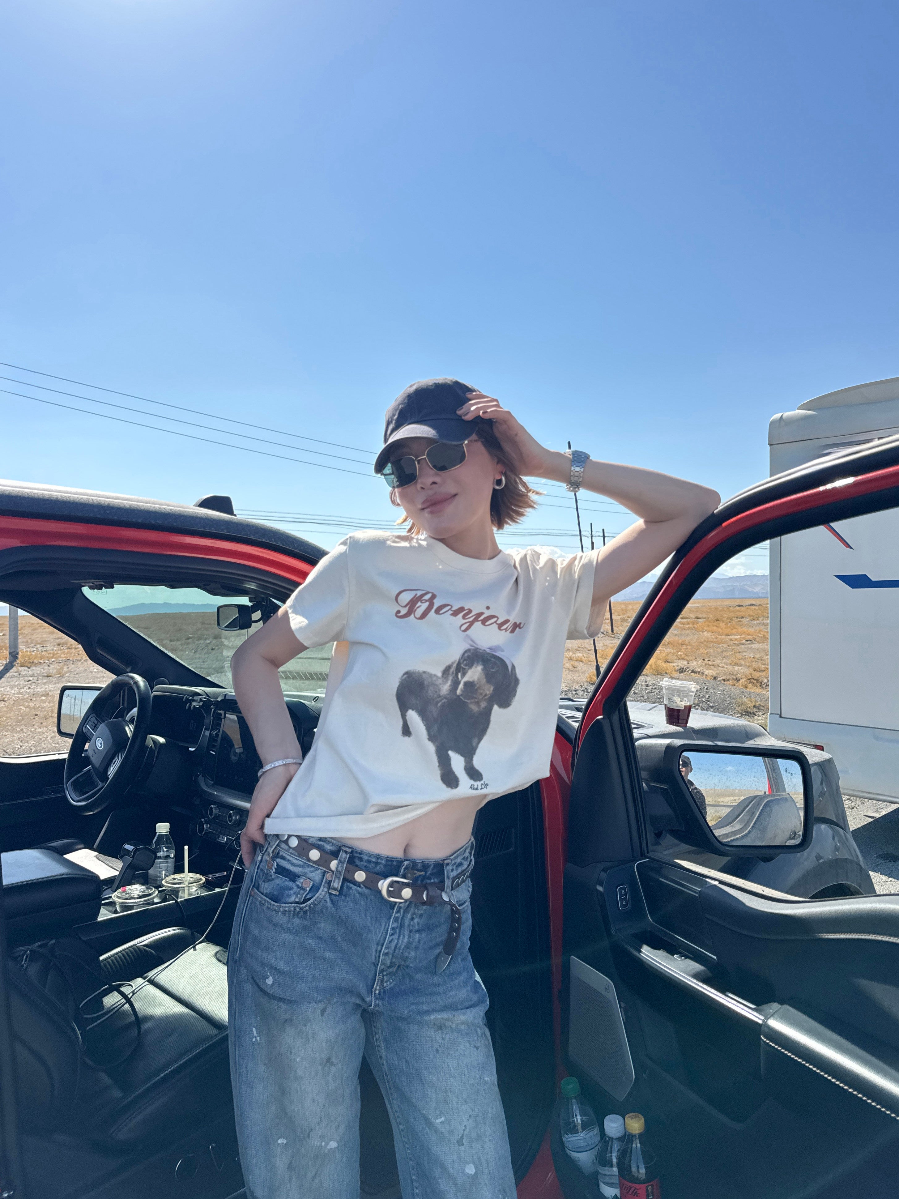 Dachshund Print Relaxed Short Sleeve Tee_BDHL8437