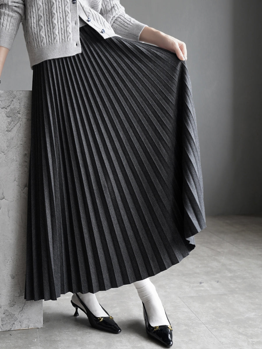 High-Waisted Pleated Maxi Skirt_BDHL7931