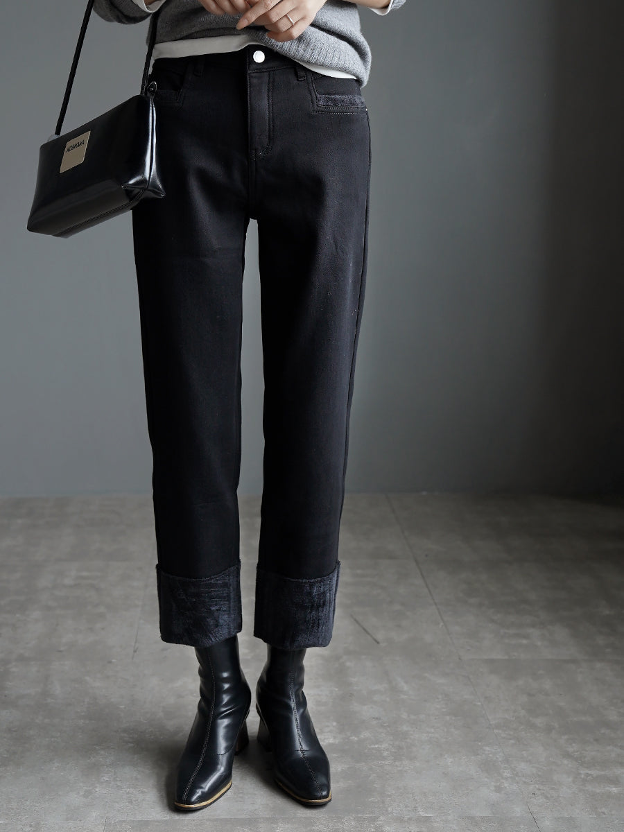 Patchwork Straight Cropped Pants_BDHL7929