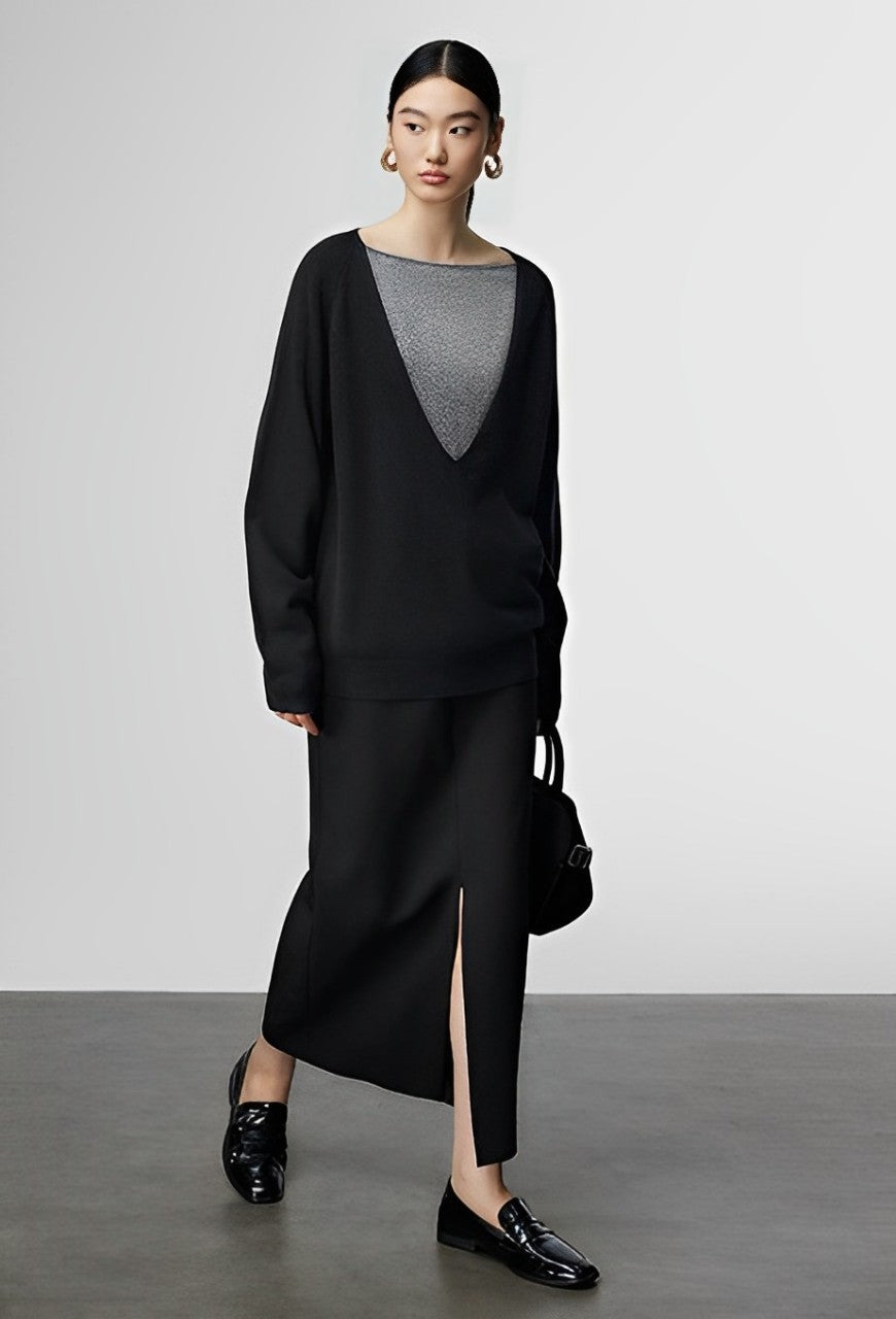 Round Neck Splice Knit_BDHL6518